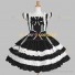 Classic Gothic Lolita Dress Black and White Sleeveless Tiered Tassel Punk Lolita Dress