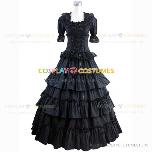 Gothic Marie Antoinette Royal Queen Dress Theater Ball Gown Black