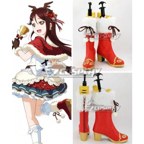 Love Live! Sunshine!! Sakurauchi Riko Christmas Ver. Red Shoes Cosplay Boots