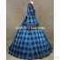 Reenactment Civil War Tartan Dress Witch Antique Gown Blue