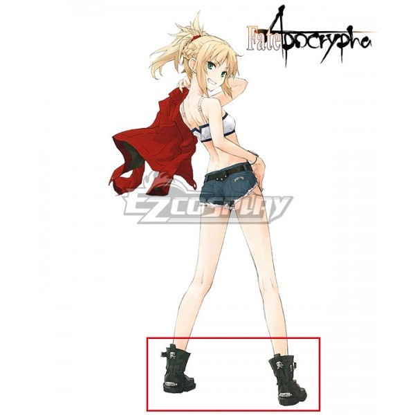 Fate Apocrypha Saber Of Red Mordred Casual Clothes Black Cosplay Shoes 9949