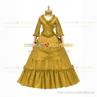 Medieval Renaissance Lolita Princess Ruffled Yellow Ball Gown Dress