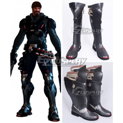 Overwatch OW Reaper Gabriel Reyes Blackwatch Silver Black Shoes Cosplay Boots