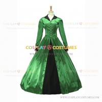 Retro Victorian Classic Turtle Neck Stage Green Long Dress Ball Gown