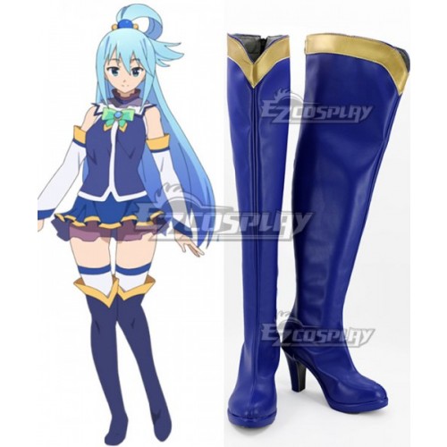 Kono Subarashii Sekai ni Shukufuku o Aqua Blue Shoes Cosplay Boots