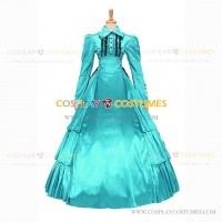 Victorian Gothic Lolita Reenactment Rococo Southern Belle Light Blue Ball Gown Dress