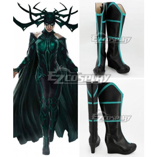 Marvel Thor 3 Ragnarok Trailer Hela Black Shoes Cosplay Boots - B Edition