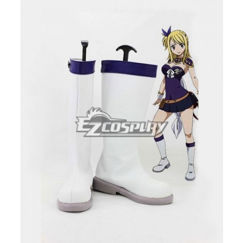 Fairy Tail Anime Lucy Heartfilia White Shoes Cosplay Boots