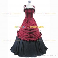 Sleeveless Southern Belle Old West Saloon Girl Ball Gown Dress Red