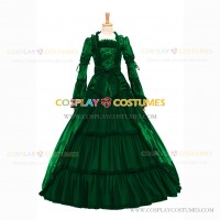 Retro Renaissance Style Pagoda Sleeves Prom Ball Gown Green Dress