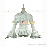 Victorian Style Reenactment Blouse Lace Ruffle Lolita Blouse White