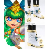 League Of Legends LOL Star Guardian Lulu White Golden Shoes Cosplay Boots