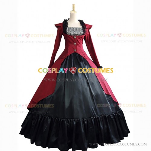 Renaissance Faire Victorian Style Adult Fancy Dress Evening Gown Burgundy