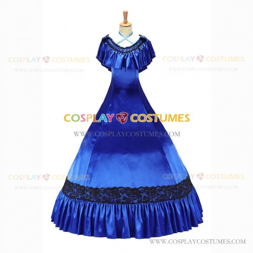 Civil War Victorian Rococo Lolita Armelloses Kleid Evening Gown Royal Blue Dress