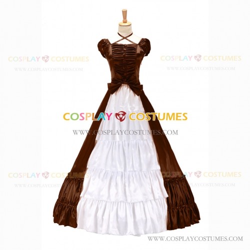 Vintage Gothic Lolita Victorian Rococo Brown Evening Ball Gown Dress