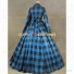 Reenactment Civil War Tartan Dress Witch Antique Gown Blue