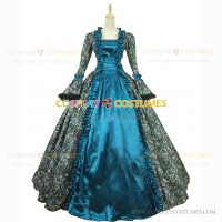 Victorian Style Brocaded Party Ball Gown Fancy Dress Emerald