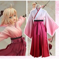 Fate Stay Night Saber Pink Kimono Cosplay Costume