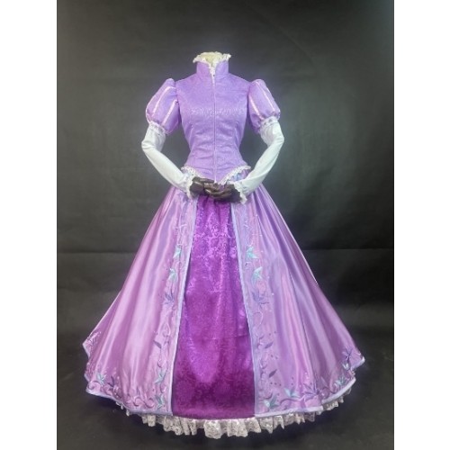 Tangled Princess Rapunzel Embroidery High Collar Cosplay Costume