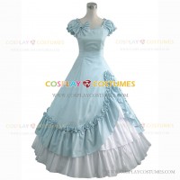 Alice in Wonderland Tiered Fancy Dress Lady Sweet Love Lolita Gown Baby Blue