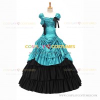 Vintage Gothic Lolita Victorian 18th Century Sky Blue Ruffles Evening Ball Gown Dress