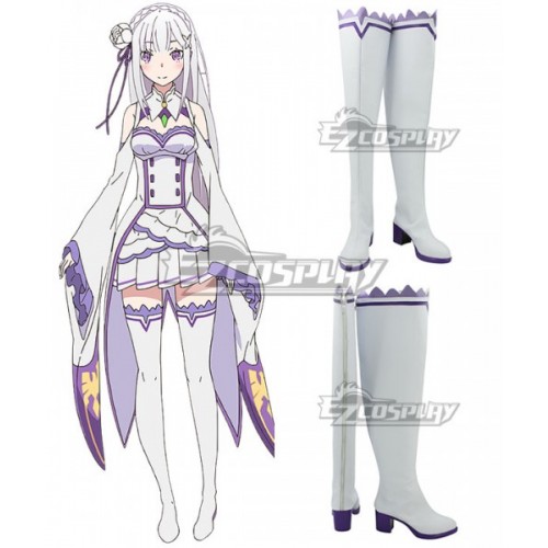 Re: Life In A Different World From Zero Emilia White Shoes Cosplay Boots