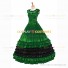 18th Century Vintage Ruffles Brocaded Sleeveless Gown Green Dress