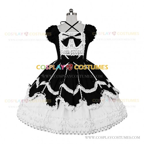 Classical Gothic Lolita Dress Black Tiered Short Sleeve Lolita Dress