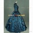 Victorian Style Brocaded Party Ball Gown Fancy Dress Royal Blue