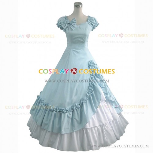 Alice in Wonderland Tiered Fancy Dress Lady Sweet Love Lolita Gown Baby Blue