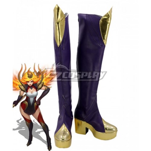 League of Legends LOL Elementalist Lux Fire Concept Purple Shoes Cosplay Boots