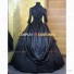 Black Gothic Lolita Brocade Reenactment Clothing Victorian Style Dress