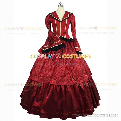 Victorian Style Reenactment Theatrical Premium Quality Costume Fancy Dress Garnet