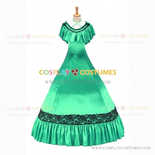 Civil War Victorian Rococo Lolita Armelloses Kleid Evening Gown Green Dress