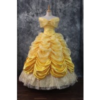 Beauty And The Beast Princess Belle Dress Cosplay Costume H
