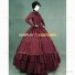 Victorian Style Reenactment Theatre Clothing Burgundy Floral Dress