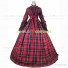 Reenactment Civil War Tartan Dress Witch Antique Gown Red