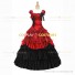 Vintage Gothic Lolita Victorian 18th Century Red Ruffles Evening Ball Gown Dress