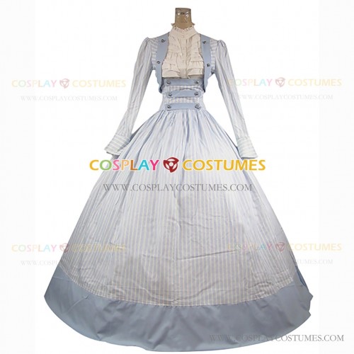 Victorian Style Pioneer Women Stripes Ball Gown Reenactment Stage Dress