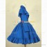 Gothic Victorian Style Cape Reenactment Steampunk Dress Blue