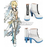 Fate Grand Order Fate Extra CC Saber Nero Claudius Caesar Augustus Germanicus Bride White Blue Cosplay Shoes