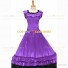 18th Century Vintage Ruffles Brocaded Sleeveless Gown Purple Dress