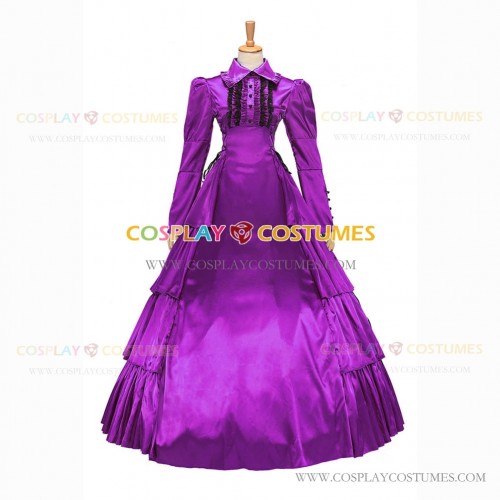 Victorian Gothic Lolita Reenactment Rococo Southern Belle Purple Ball Gown Dress