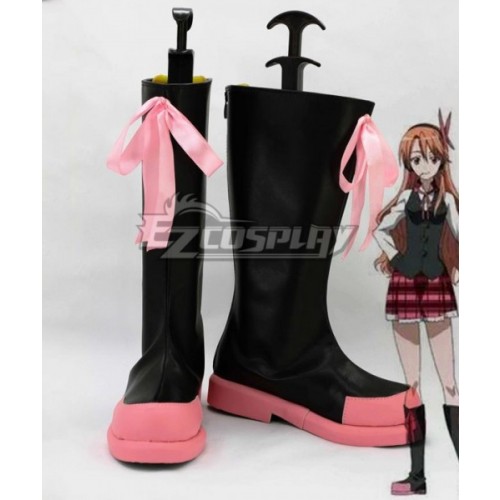 Akame ga KILL! Chelsea Black And Pink Shoes Cosplay Boots