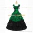 Vintage Gothic Lolita Victorian 18th Century Green Ruffles Evening Ball Gown Dress