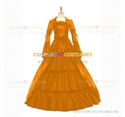 Retro Renaissance Style Pagoda Sleeves Prom Ball Gown Orange Dress