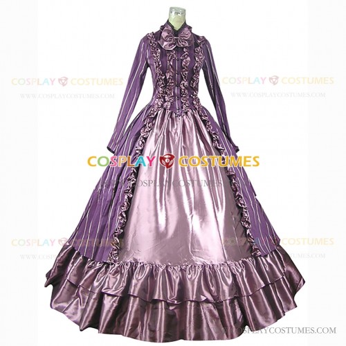 Victorian Style Royal Queen Renaissance Dress Royal Princess Fantasy Dress Purple Stripes