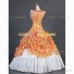 Victorian Southern Belle Little Women Orange Floral Ball Gown Prom Dress