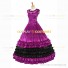 18th Century Vintage Ruffles Brocaded Sleeveless Gown Purple Dress