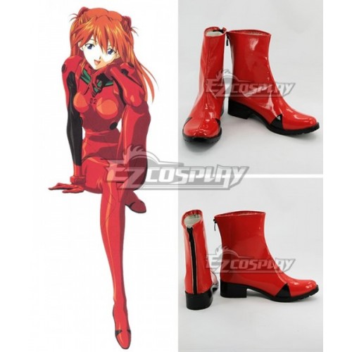 EVA Neon Genesis Evangelion Asuka Langley Sohryu Red Black Cosplay Shoes